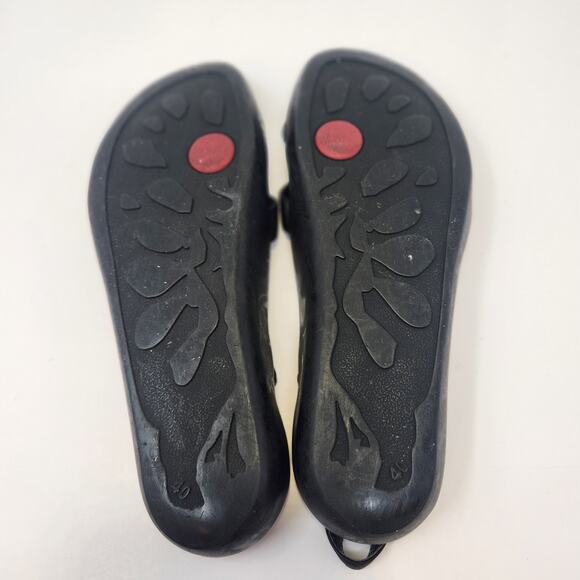 Camper Women Black Leather Ankle Strap Sandal Size 40 US 9 Peep Toe Red Insole - Picture 8 of 9